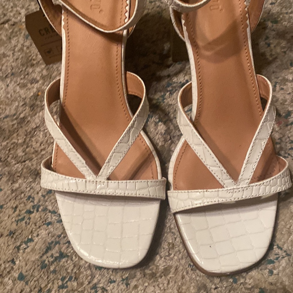 NWT Crevo Off White Real Leather Heeled Sandals 9 - Picture 7 of 8